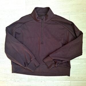 Sincerely Jules Active Brown Quarter Zip Performance Cropped Pullover - Size XL